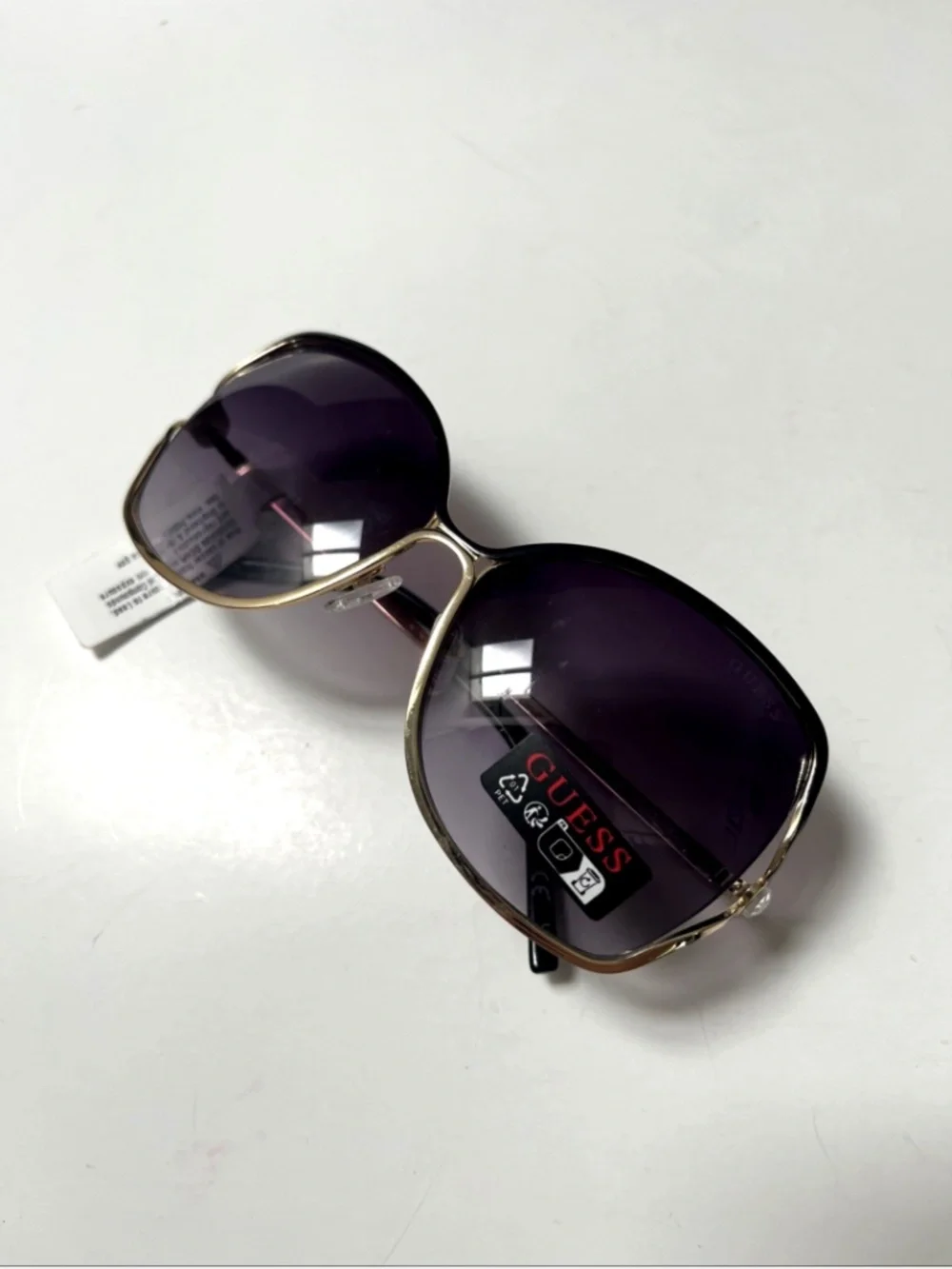 New GUESS Butterfly Oversized Sunglasses GO00040 Cut Out Black Gold Rhinestone